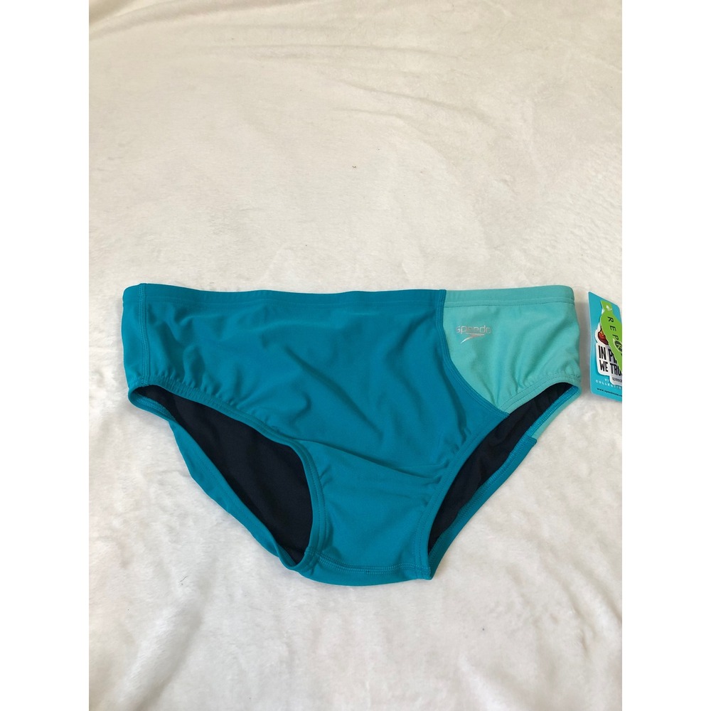 NEW Speedo Vibe Collection Swim Brief Mens 38 Teal Aquarium Eco Endurance